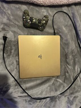 Sony PlayStation Slim Console in Gold with Camouflage Wireless Controller